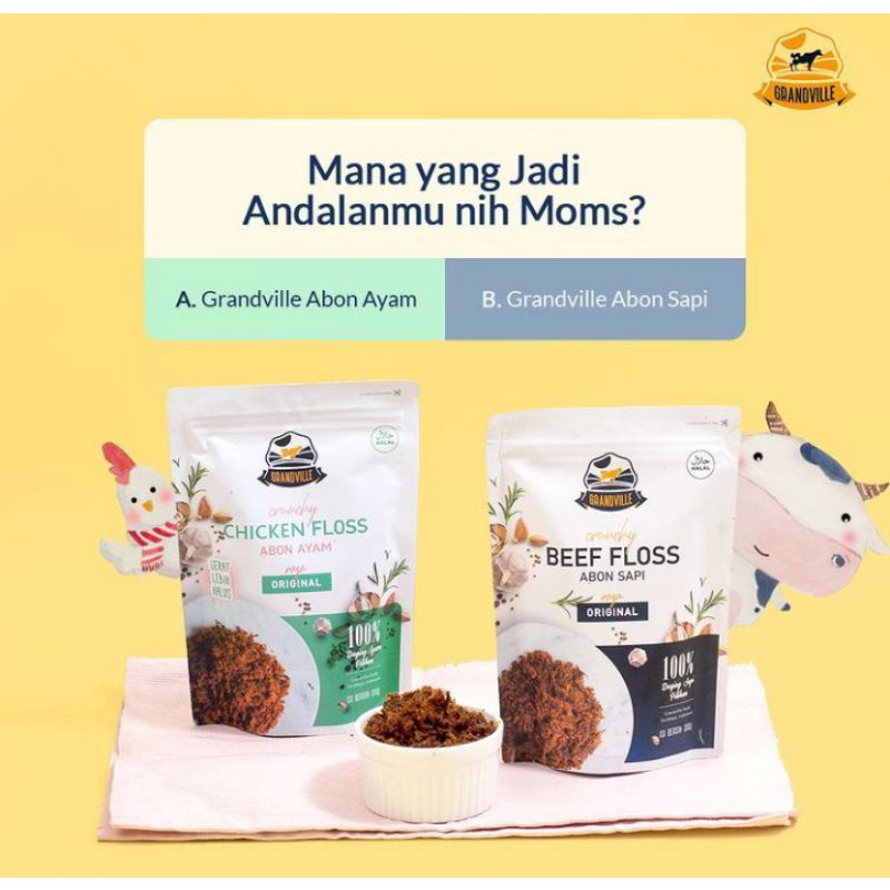 

abon sapi/abon ayam/ grandville abon crunchy/non msg/non pengawet