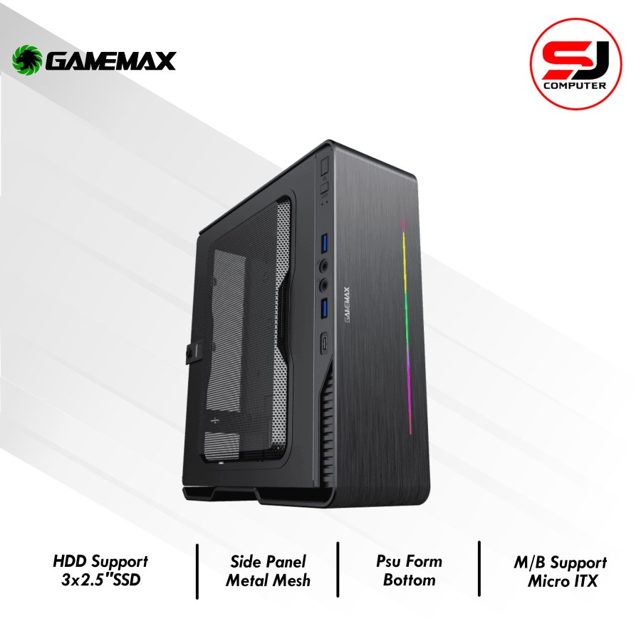 Gamemax Violin Black Ultra Slim - RGB Strip Mini-ITX Gaming Case