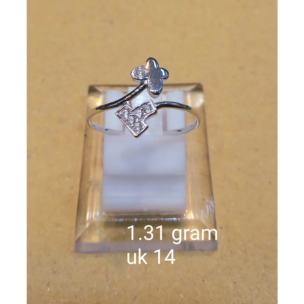 Cincin Emas Putih Fashion Butterfly Kadar 75% 1.31 Gram Size 14