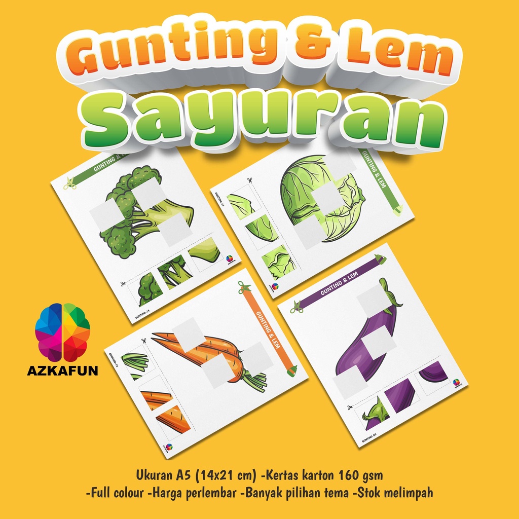 

Lembar aktivitas Gunting dan Lem tema SAYURAN - lembar belajar