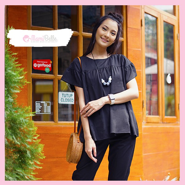

Mamibelle Ramala Blouse Hamil & Menyusui Black Premium