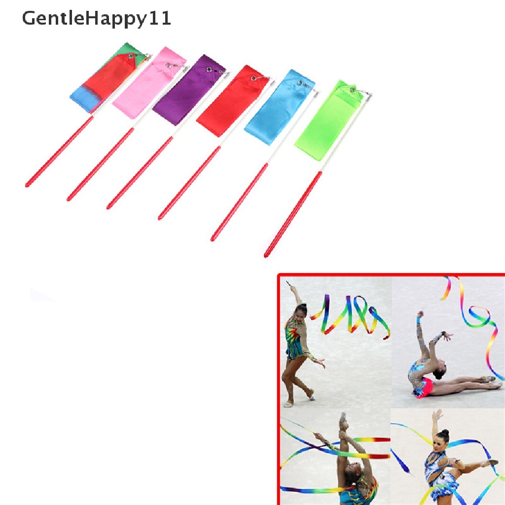 Gentlehappy Gym Dance Pita Senam Art Balet Streamer Berputar-Putar Batang Olahraga Outdoor 2M