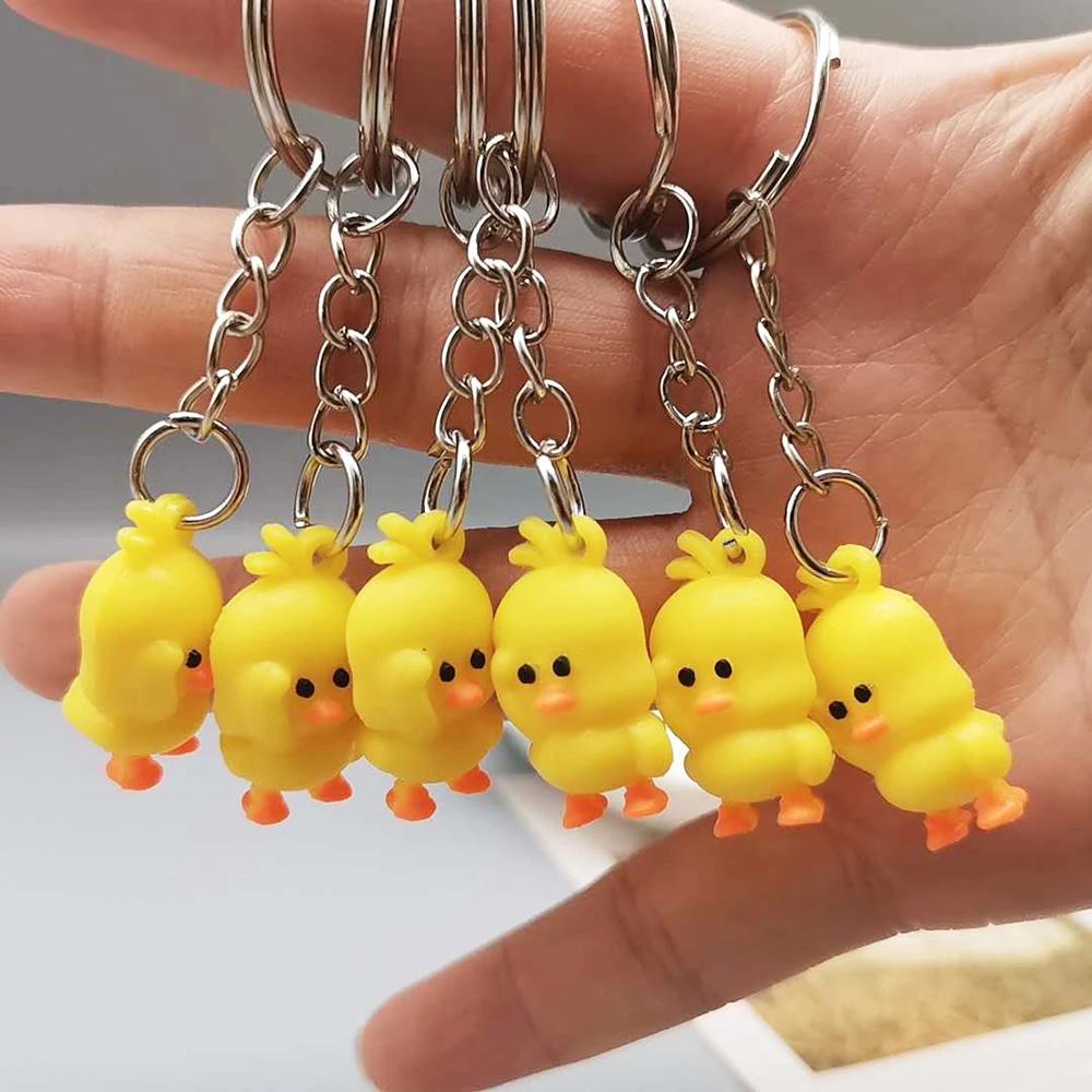 [Elegan] Gantungan Kunci 5 Pcs Bebek Kuning Kecil Lucu Kartun Key Rings