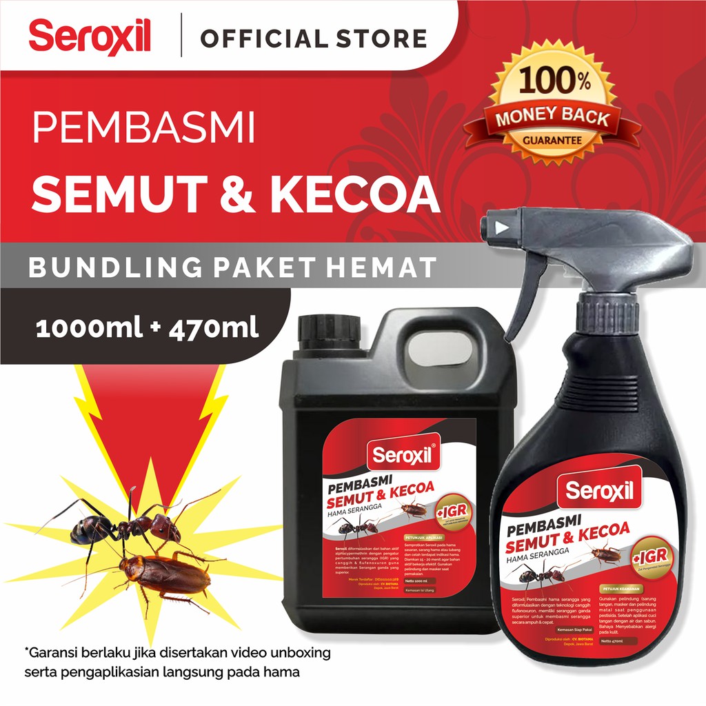 Paket Cairan Anti Serangga Pembasmi Anti Semut / Anti Kecoa Semprot 1 Liter + 450ml
