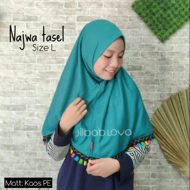 GROSIR JILBAB HIJAB KHIMAR KERUDUNG BERGO JOKAM TANPA PET SIZE L KAIN KAOS PE SYARI NAJWA TASEL354