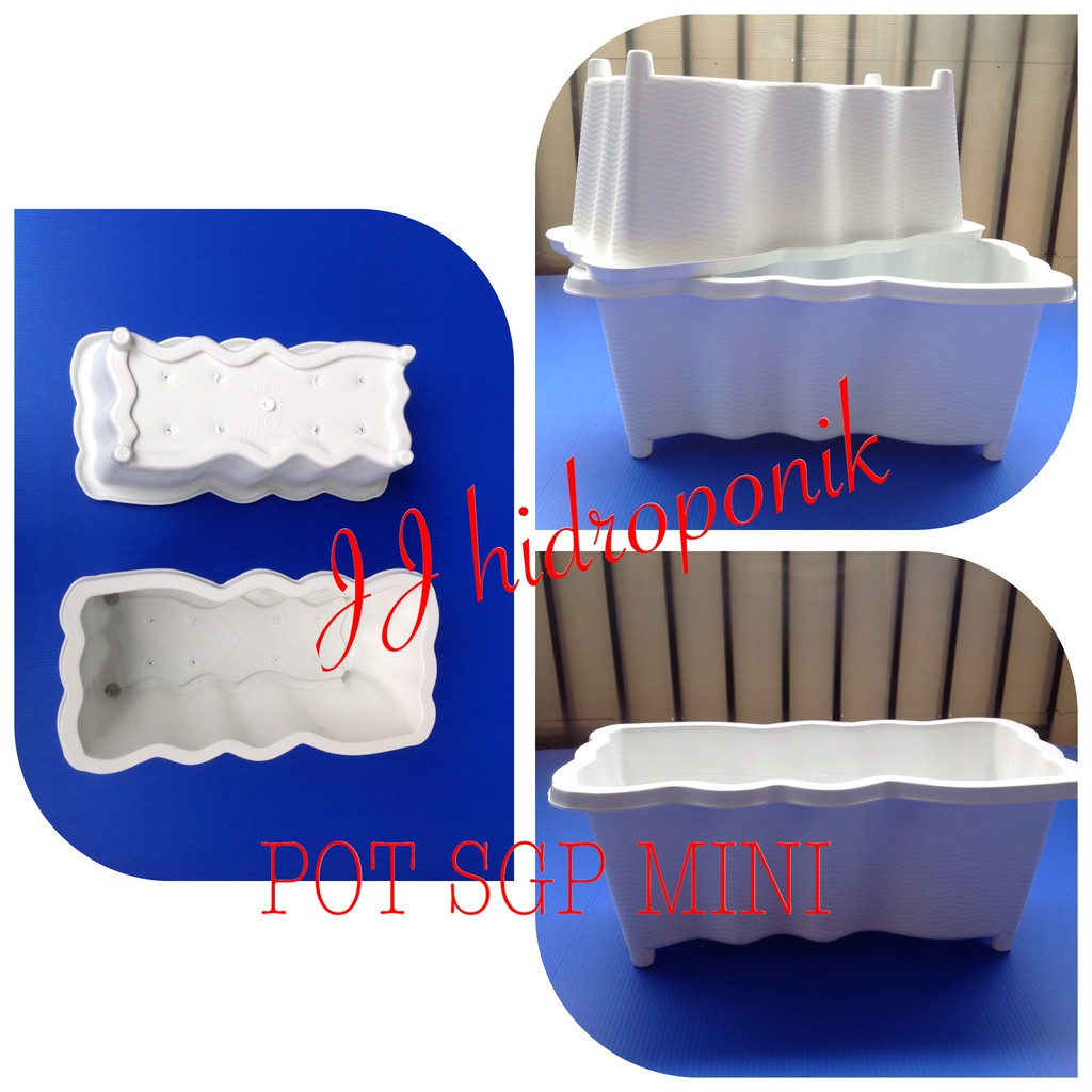 Pot Plastik Putih MINI Persegi Panjang ( ISI 3 POT)