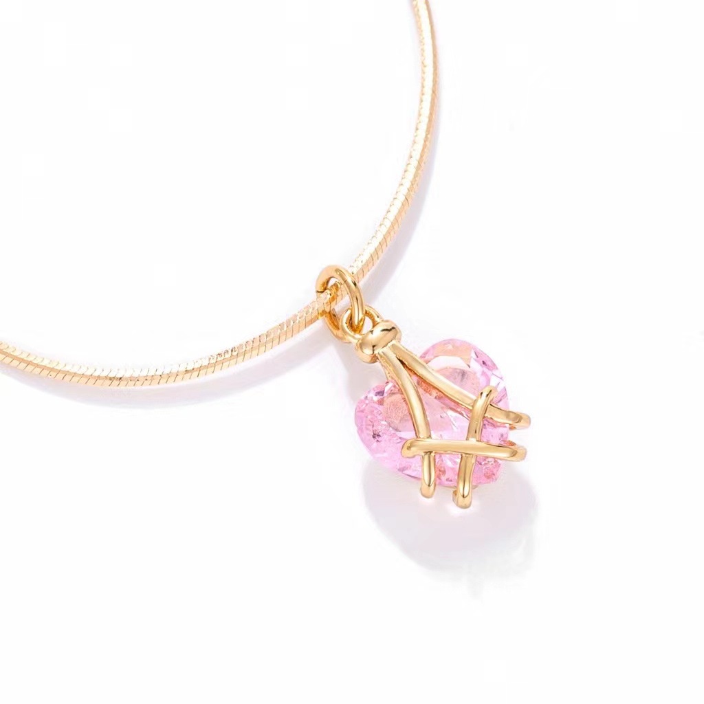 2022 Kalung Rantai Liontin Hati Hias Kristal Zircon Untuk Wanita