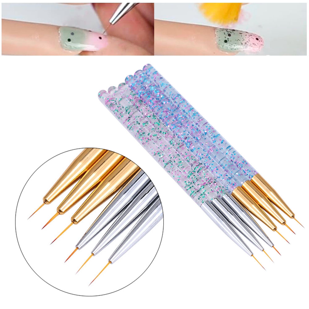 3 Pcs Pen Brush Nail Art Ultra Tipis Ukuran 7 / 9 / 11 / 16mm Untuk Manicure