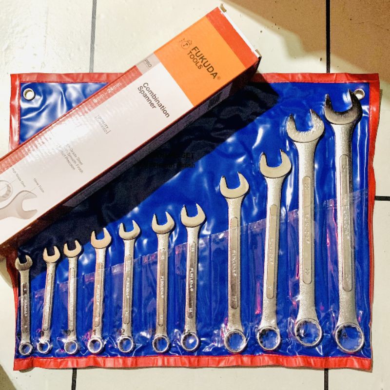Kunci Ring Pas set 11 pcs 8 - 24 mm Fukuda Tools Termurah Anti Slek 8-24mm 8mm sampai 24mm