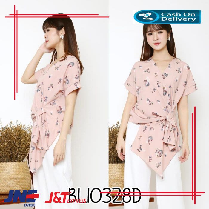blouse motif bunga slip fashion atasan wanita korea murah BM276