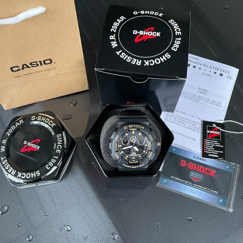 JAM TANGAN G SHOCK GA100 DUAL TIME FULLSET