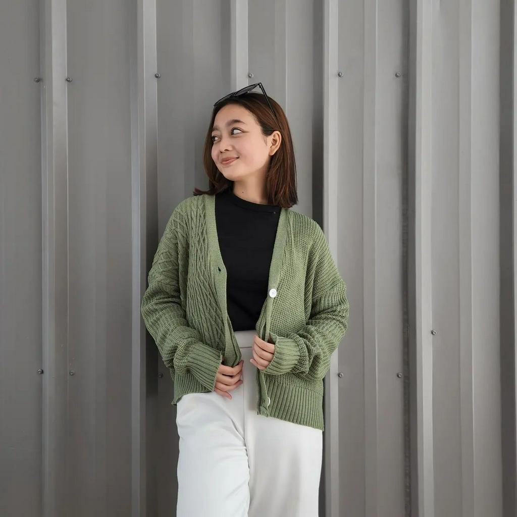 [CYC | COD] REALPICT | Outwear Geisha Cable Outher Cardy | Knit Outer Crop Wanita Balon Trendy Murah