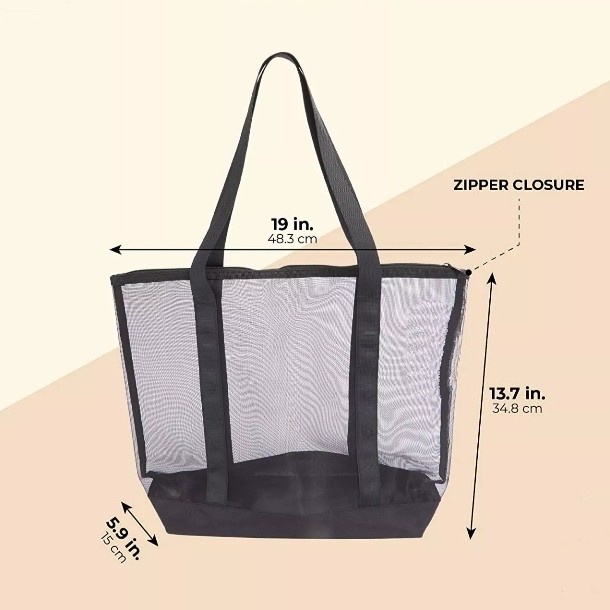 Tas Belanja Jaring Zipper Tote Shopping Travel Bag Organizer Lipat