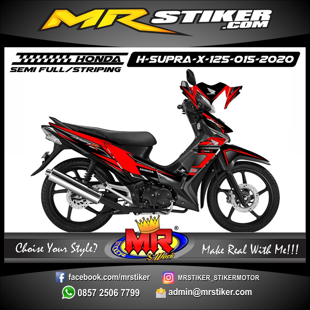 Jual Decal Stiker Motor SemiFull Honda Supra X 125 Modern Grafis Race Strip Indonesia Shopee Indonesia