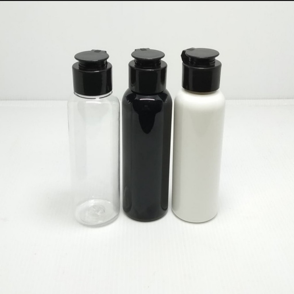 BOTOL 100ML FLIPTOP HITAM MODEL JAMUR