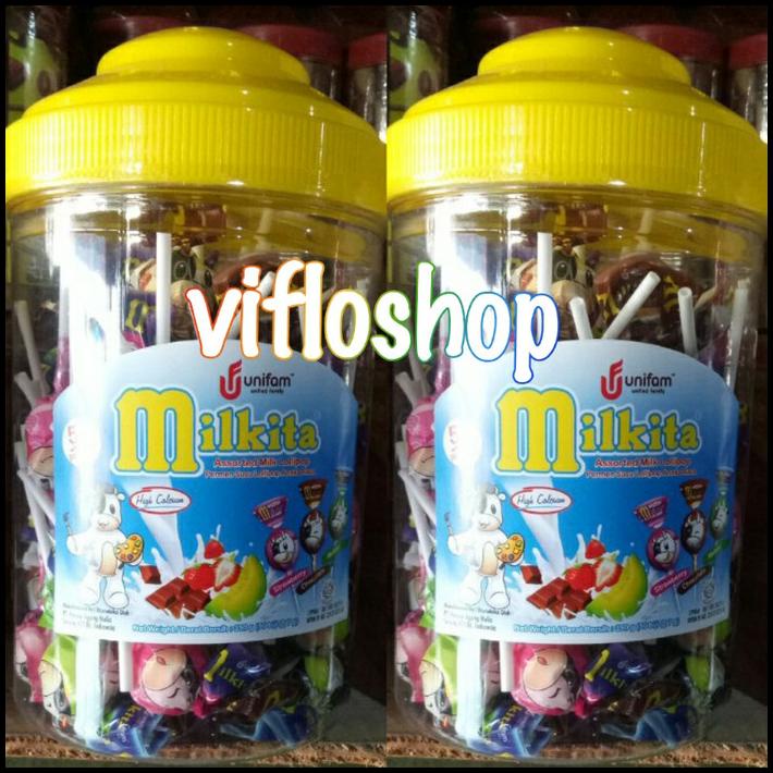 

Permen Susu Milkita Lollipop / Permen Milkita Kemasan Toples Isi 50