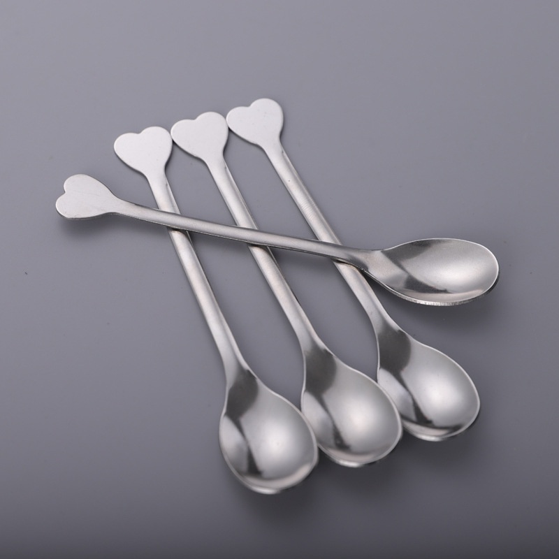 Stainless Steel Love Heart Handle Spoon Dessert Ice Cream Coffee Spoon Tableware