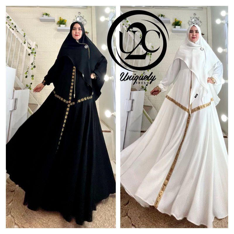 Jawharah Black Premium by u2c / gamis set hitam