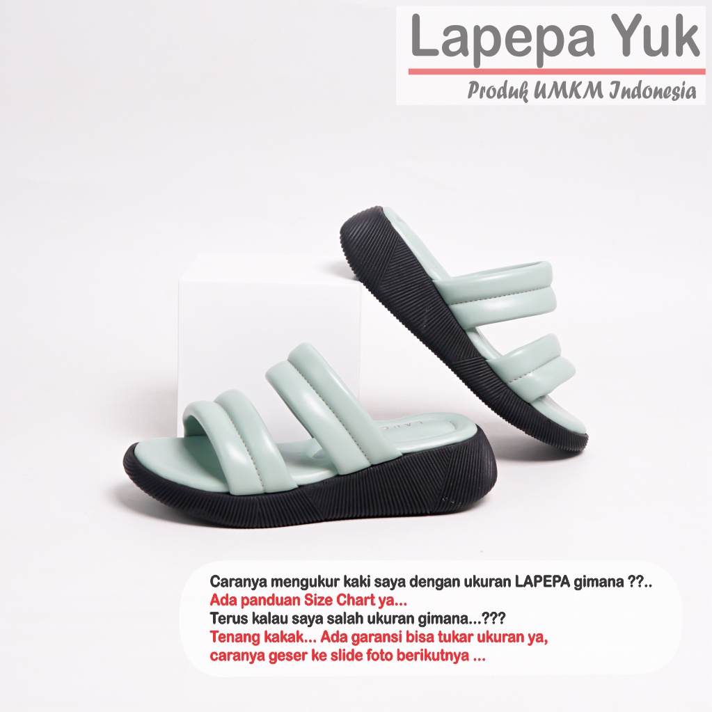 LAPEPA YUK - Sandal Platform Anak Perempuan Usia 2 sampai 10 Tahun ZOYA KIDS Sendal Anak cewek Wedges Wanita Empuk Model Silang Warna MINT Hijau Sage Green Ban dua Lucu cewe Slop Usia Umur 3 4 5 6 7 8 9 thn Tahun Premium Ori Original Mall Official Store