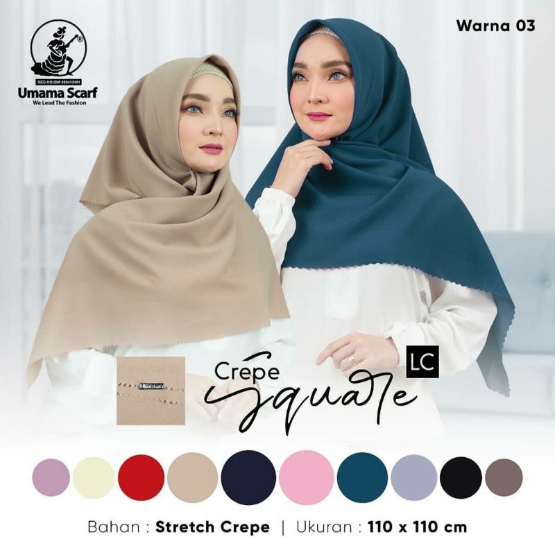 UMAMA SCARF Hijab segiempat Crepe Square Lc Size 110 x 110 cm