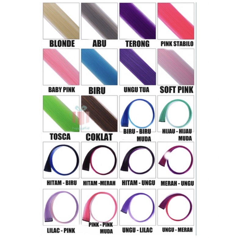 Rambut Palsu Jepit warna warni Hair Extention Wanita Colorful / Wig women / pemanjang rambut cewe