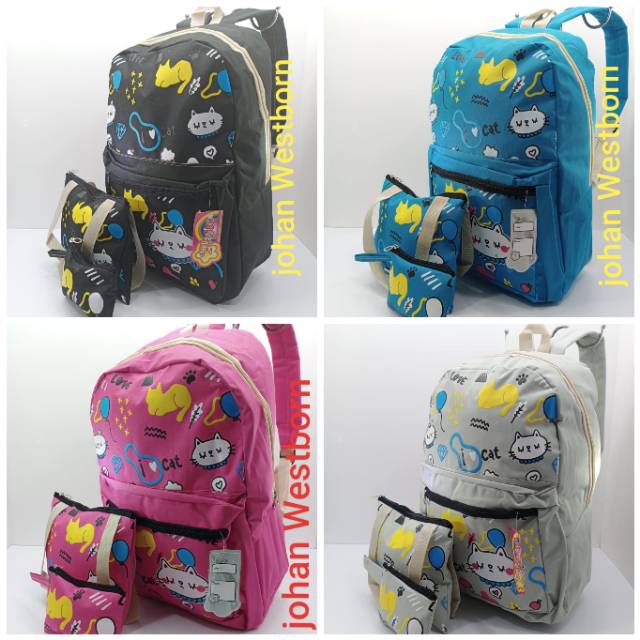 Tas Ransel Sekolah Dompet + Tas organizer