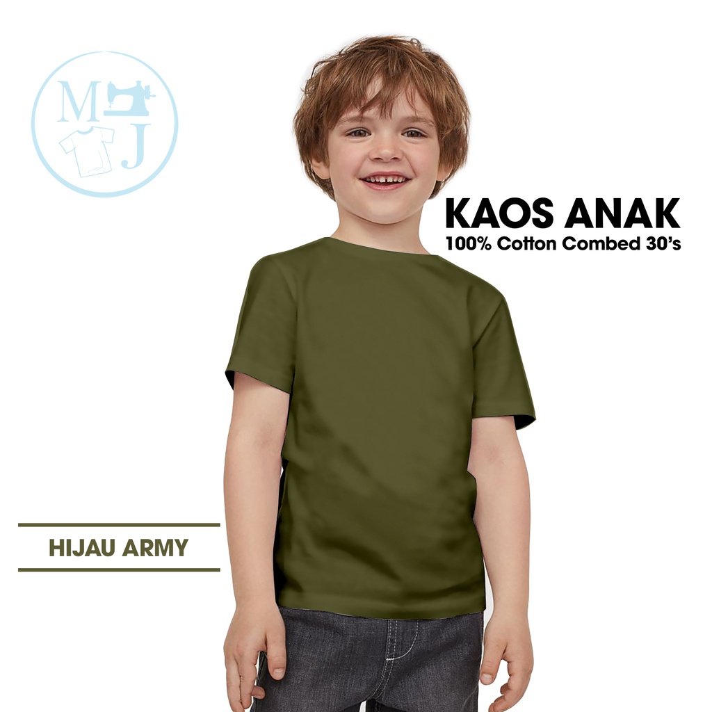 Kaos Polos Hijau Army / Fashion Anak / Kaos Polos Anak Combed 30s