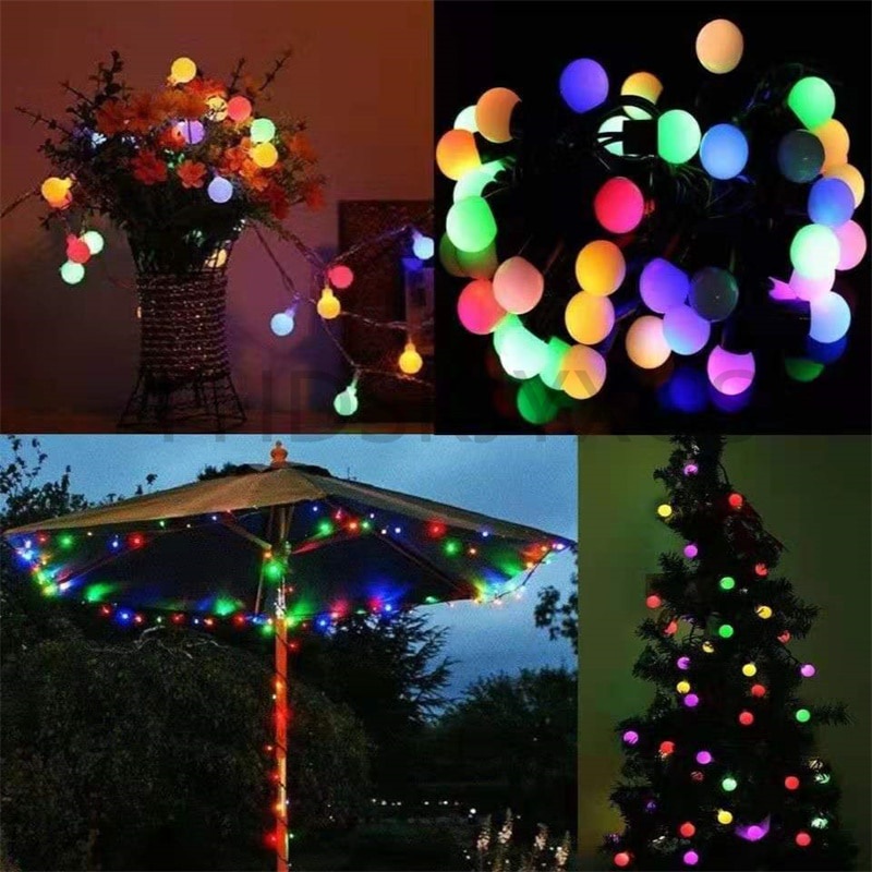 Lampu Bohlam bola anggur Led 80LED 220V 10M Multi Warna indoor only Lampu Tumblr Bola Anggur Lampu Pohon natal Tumbler Model bulat led Lampu Hias Fairy String Light Model Ball YJT80L Warna Multi Warna String Lights Fairy Christmas Lights Holiday