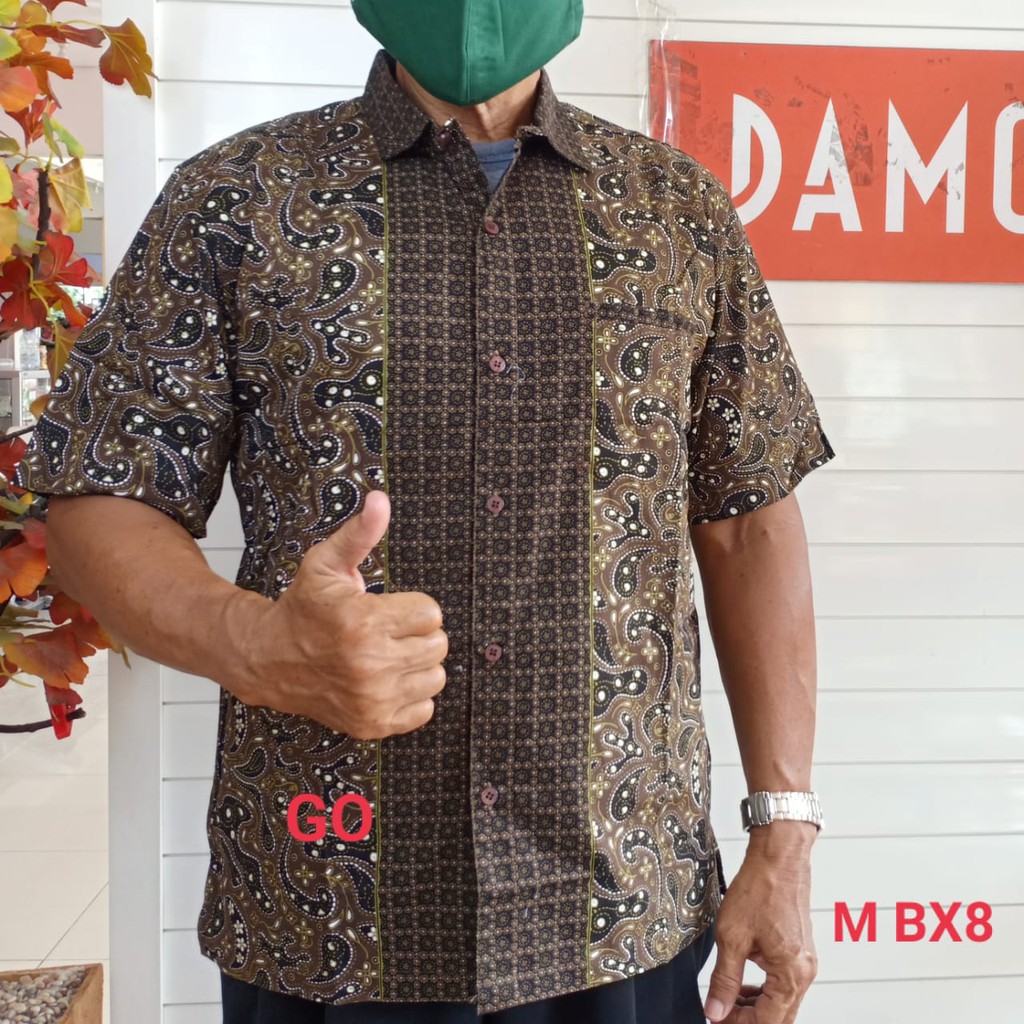 gof B DAMOR (CRESSIDA) KEMEJA BATIK Cowok Pakaian Pria Baju Batik Dewasa Lengan Pendek