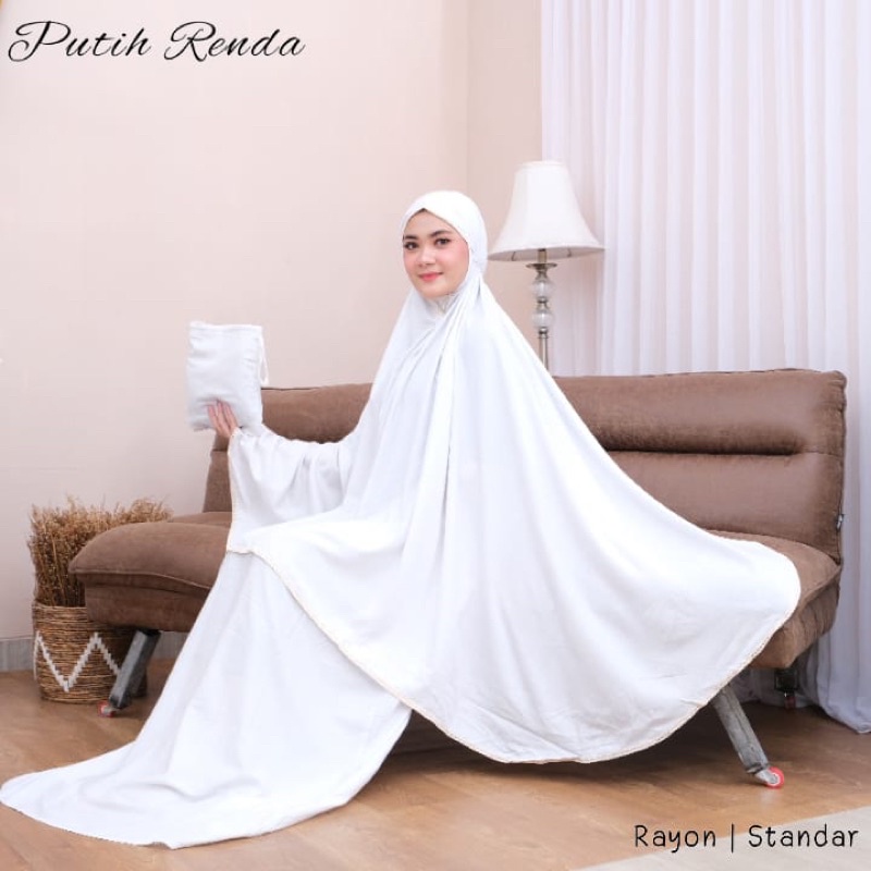 mukena putih renda - mukena rayon putih renda