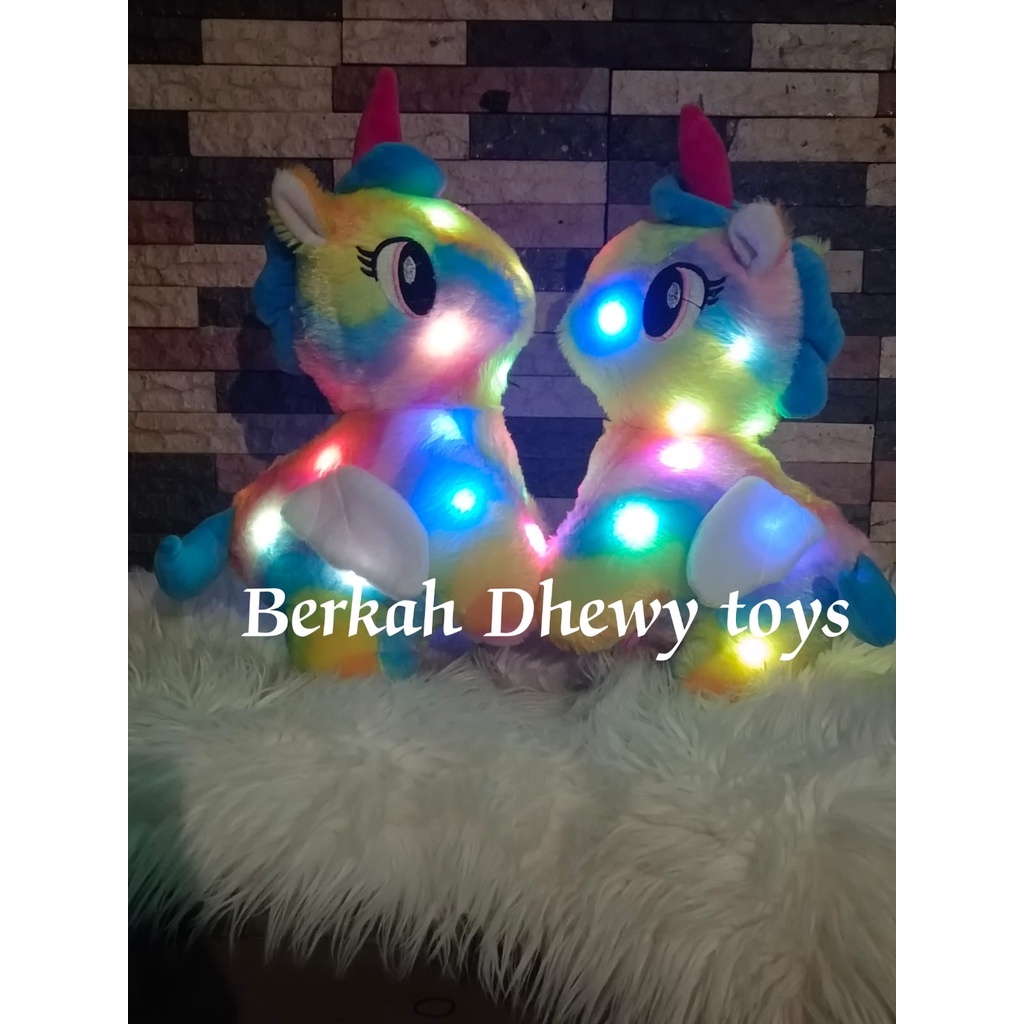 Boneka kuda unicorn led rainbow mainan anak perempuan boneka terbaru kuda unicorn