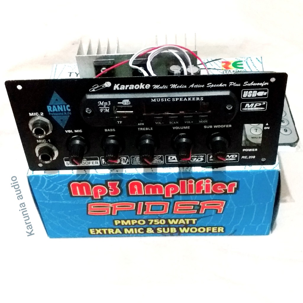 (COD)Kit MP3 Amplifier + MIC &Subwoofer PMPO 750W Bluetooth