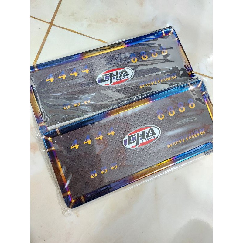 PLAT NOMOR MOTOR BINGKAI PLAT TWOTONE CHA RACING THAILAND HARGA SEPASANG DEPAN BELAKANG