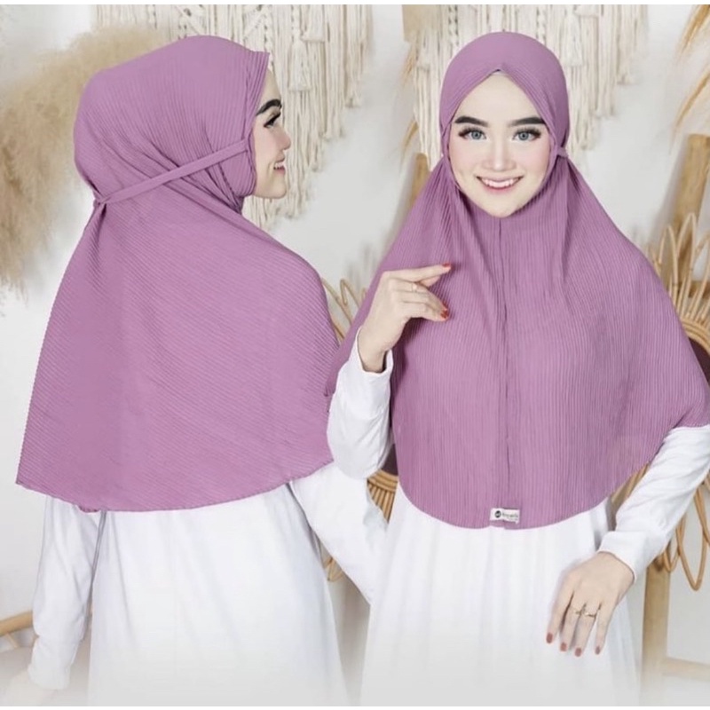 Bergo Plisket tali / Hijab Instant Maryam Ceruty Babydoll / Jilbab Instan