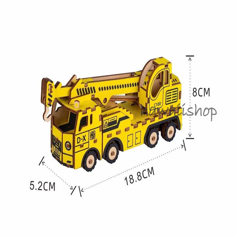Hawaii Shop Puzzle 3D DIY bahan kayu CRANE TRUCK mainan puzzle edukasi anak (kado &amp; pajangan)