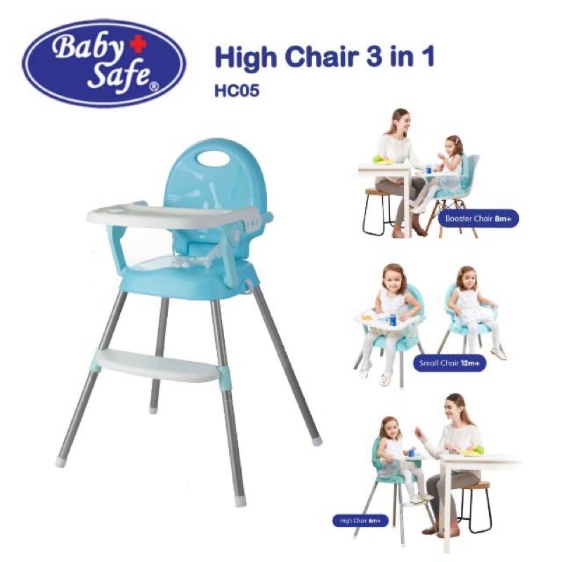 KURSI MAKAN ANAK DAN BAYI TINGGI 3IN1/HIGH CHAIR 3IN1 BABY SAFE (HC05G/HC05P)