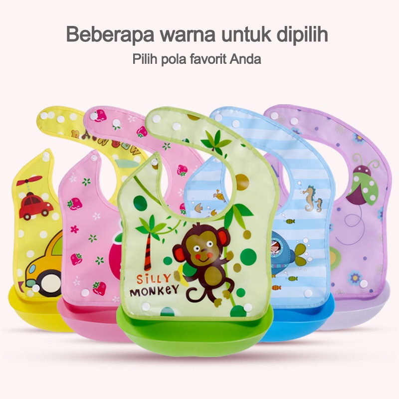 Celemek bayi/Celemek makan bayi/Celemek bayi waterproof/Gigitan bayi silikon/EVA bayi bib (B2)