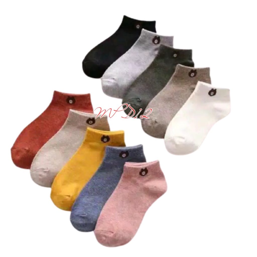Terlaris Kaos Kaki Fashion Motif Line Beruang Cute Brown Wanita Pria Semata Kaki