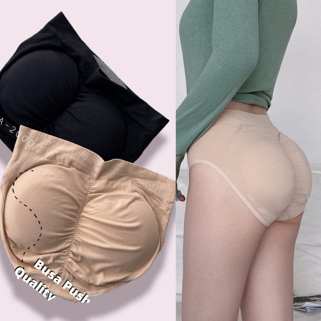 Celana Dalam Wanita Push Up Pengangkat Bokong Bahan Rajut Stretch / Cd Busa Penebal Bokong All Size Busa Bisa Dilepas