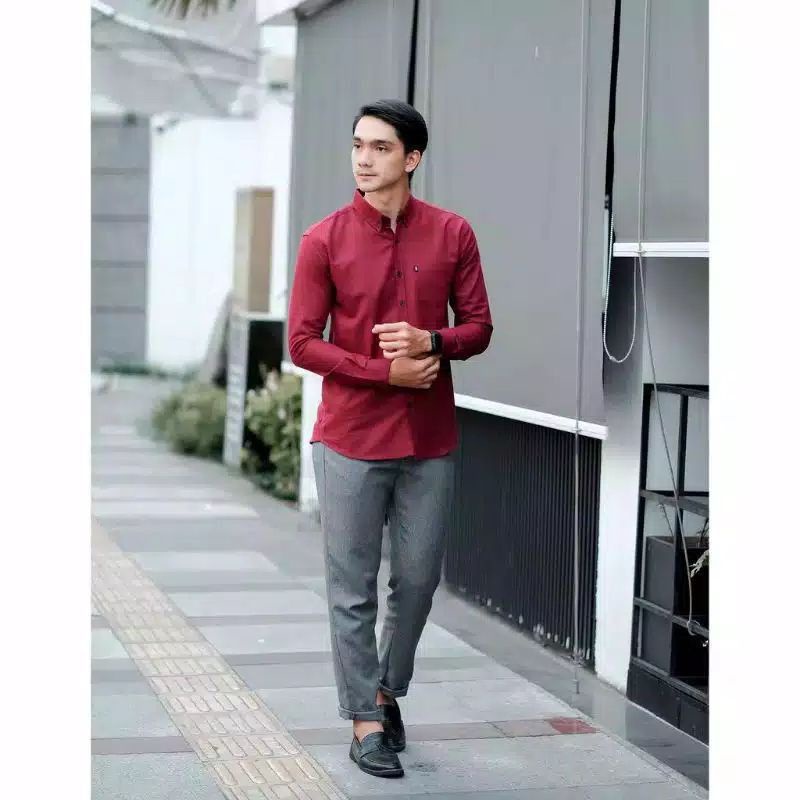 (Bisa COD) Baju formal putih polos murah berkualitas  Baju Kantor Cowok kasual Lengan Panjang-3
