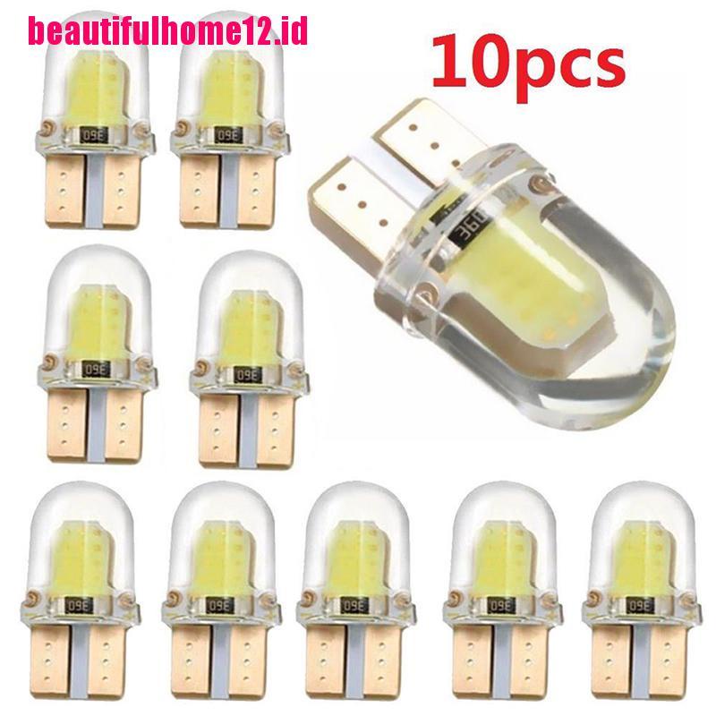 10pcs Lampu LED T10 194 W5W COB Bahan Silikon Untuk Pintu Mobil