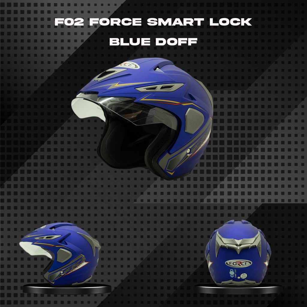 Helm Motor F02 Force Smart Lock Blue Doff