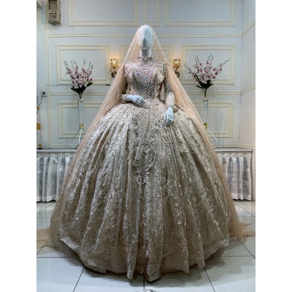 GAUN PENGANTIN BARBY BELIMBING  PAYET/BALL GAUN/GAUN TERBARU/GAUN AKAD/PERLENGKAPAN PESTA/BAJU NIKAH/GAUN MODERN