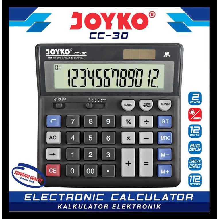 

Murmer Calculator / Kalkulator Joyko Cc-30 / 12 Digits / Check Correct Terbaru
