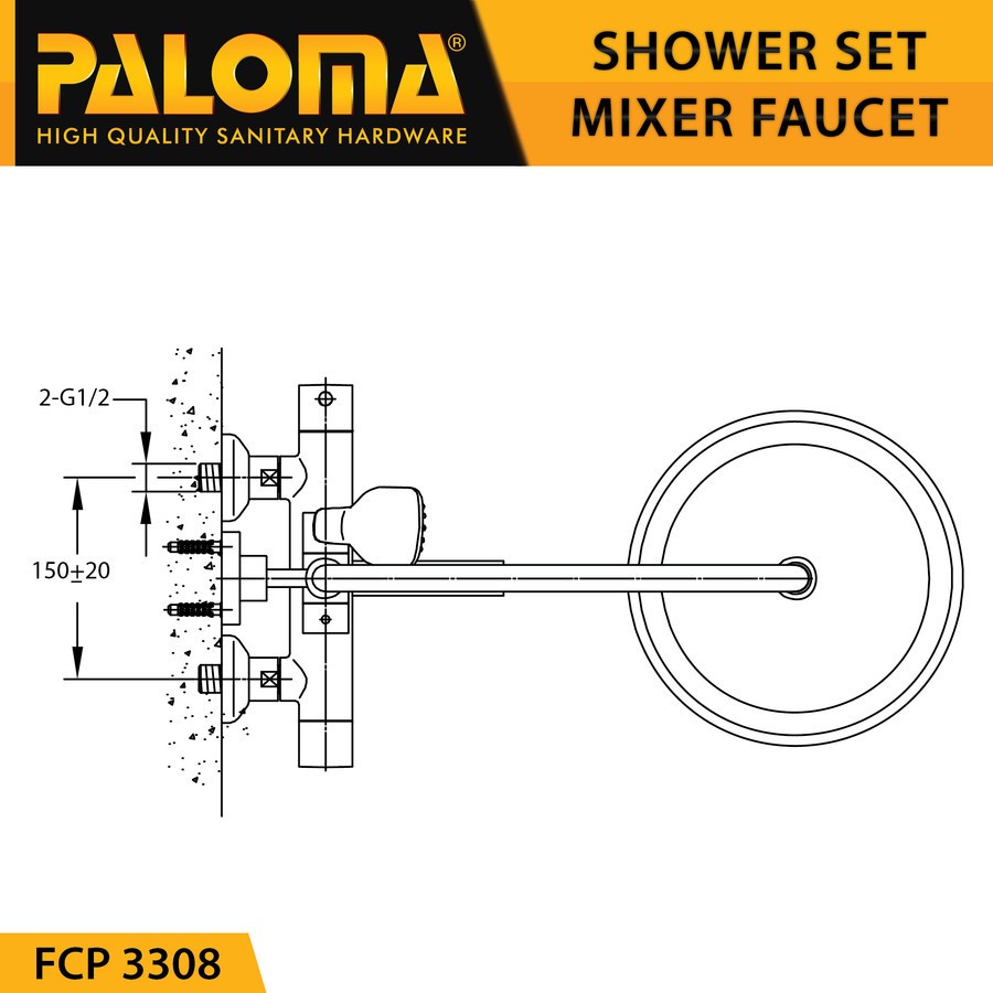 PALOMA FCP 3308 Shower Tiang Set Column Mandi Keran Kran Panas Dingin