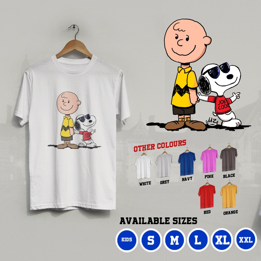 KI/97 Kaos Distro Snoopy Cartoon Charlie Brown Peanuts Komik Comic T-Shirt