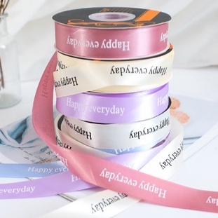 Happy Everyday Print Ribbon / Pita Satin / Ribbon / Pita Import / Pita Bunga / Pita Kado / Pita Chiffon / Pita Termurah / Flower Ribbon / Florist Ribbon / Pita / Pita Grosir / Pita Besar Kecil Medium / Satin / OPP / Pita Tarik / Florist supply