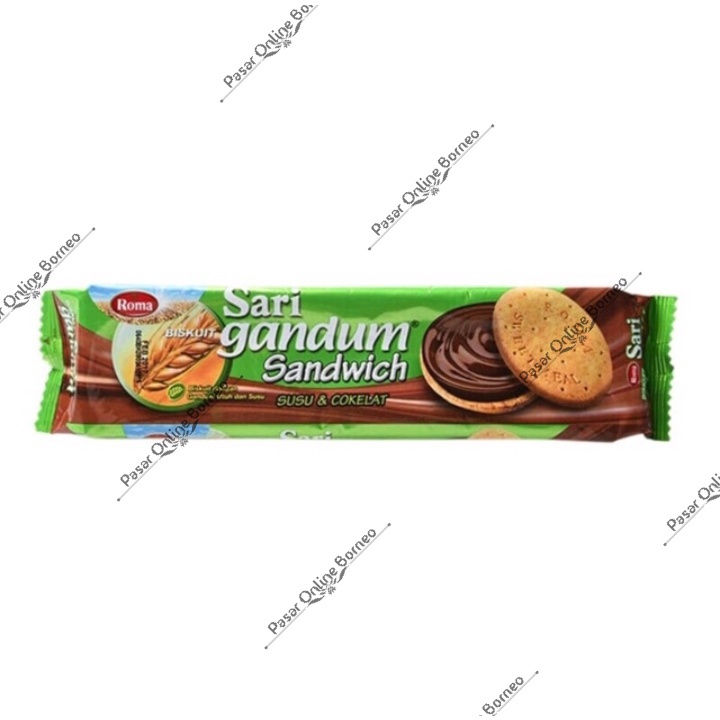 Roma Biskuit Sari Gandum Sandwich Susu Coklat Per Pack Isi 12 Bungkus