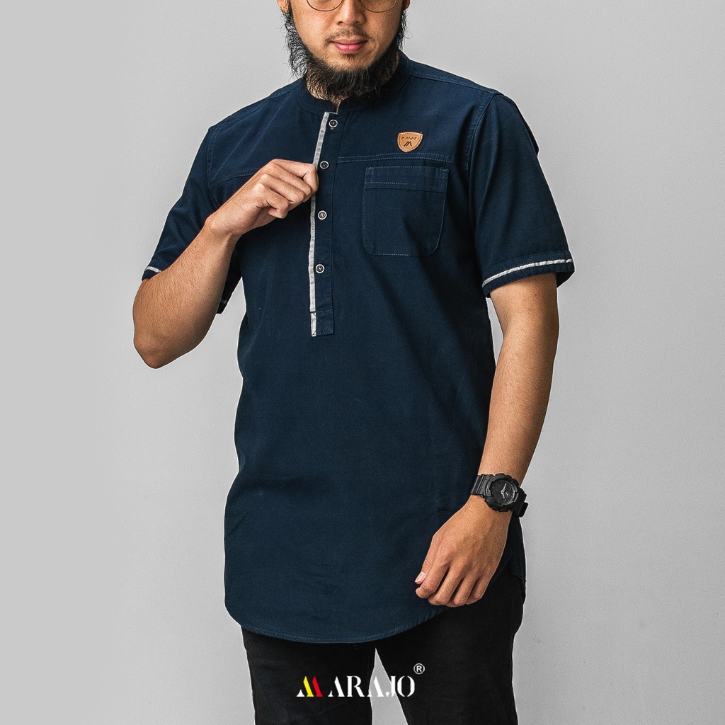 PAKAIAN MUSLIM PRIA KURTA MARAJO agam bahan cotton washing BERKUALITAS warna hitam tan maroon navy L