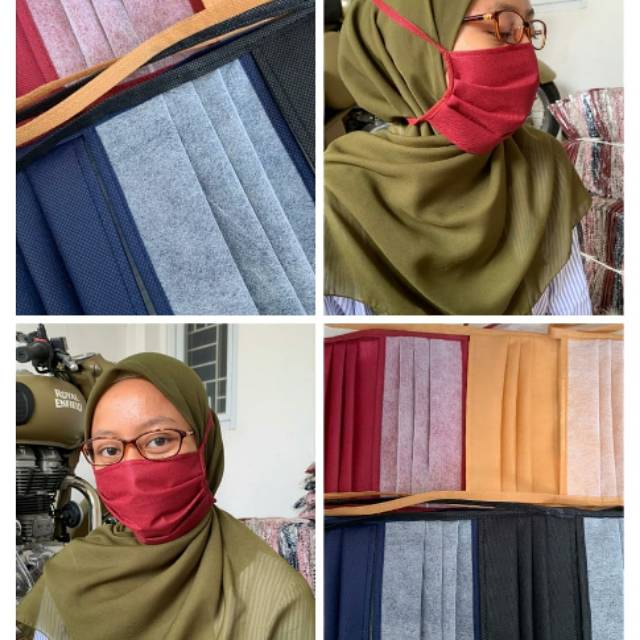 MASKER KAIN NON MEDIS 2PLY BISA PAKAI UNTUK HIJAB ADA PENYANGGA HIDUNG